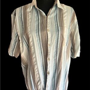 Van Heusen Men's Casual Striped Shirt - White, Blue, Brown